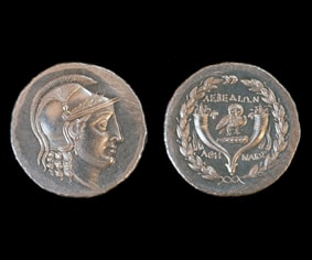 Tetradrachme aus Lebedos: Eule mit Olivenkranz (Nachbildung) 