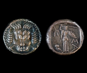 Tetradrachme aus Samos: Athena mit Eule und Olivenzweig (Nachbildung) 