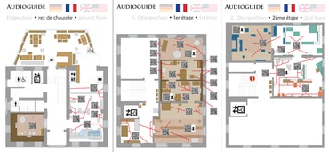 Audioguide Französisch: Orientierungspläne mit Übersicht der QR-Codes