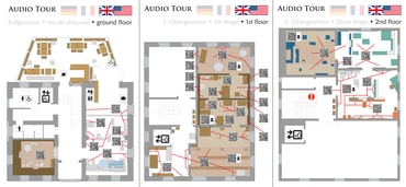 Audioguide Englisch: Orientierungspläne mit Übersicht der QR-Codes