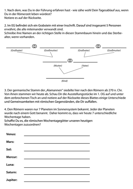 Kleines Arbeitsblatt zu ausgewählten Aspekten