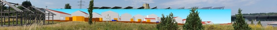 Panoramawand Ostwand Volumenkörpermassenmodell Simulation
